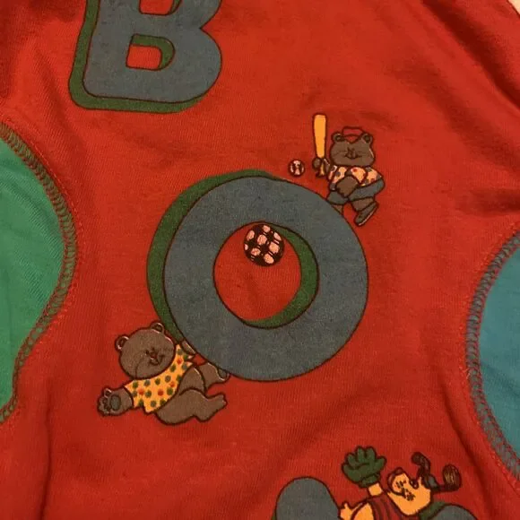 Vintage Buster Brown Romper Boys Baseball Player 3-6 Months Primary Colors - Picture 4 of 13